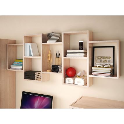 Zidna polica TRIO 65x161 cm, dekor dub sonoma