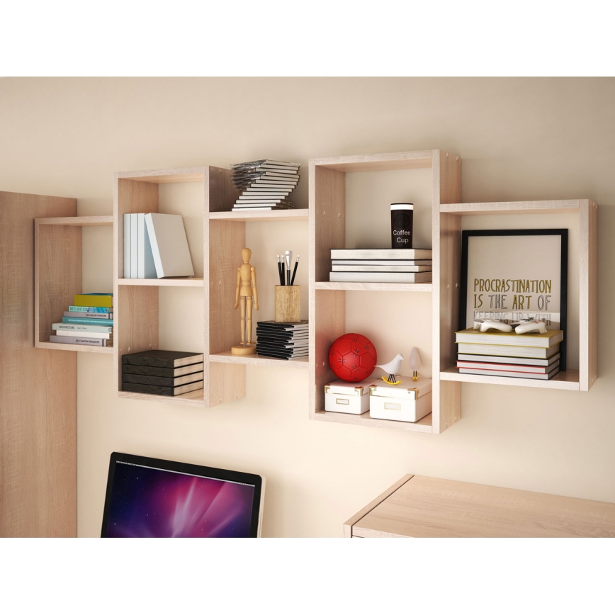 Zidna polica TRIO 65x161 cm, dekor dub sonoma