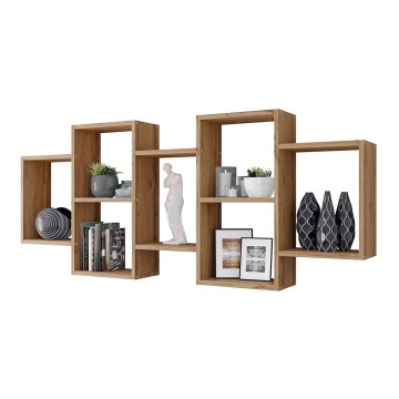 Zidna polica TRIO 65x161 cm, hrast Wotan