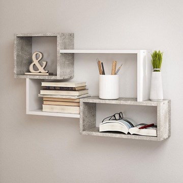 Zidna polica TRIO 87x54x18 cm siva/bela