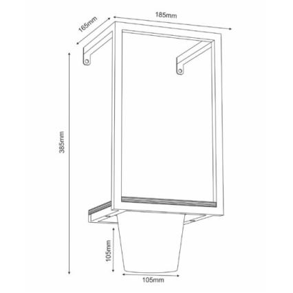 Zidna saksija 38x18 cm, crna