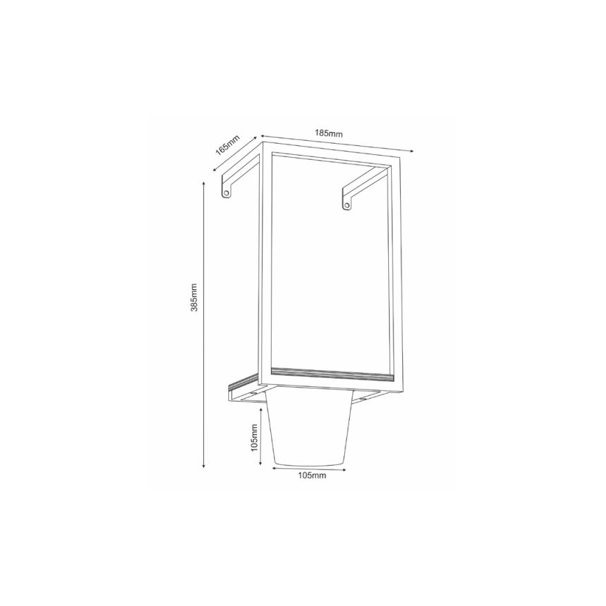 Zidna saksija 38x18 cm, crna