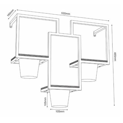 Zidna saksija 46x53 cm crna