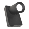 Zidna spot svetiljka TAFT 1xGU10/30W/230V USB crna