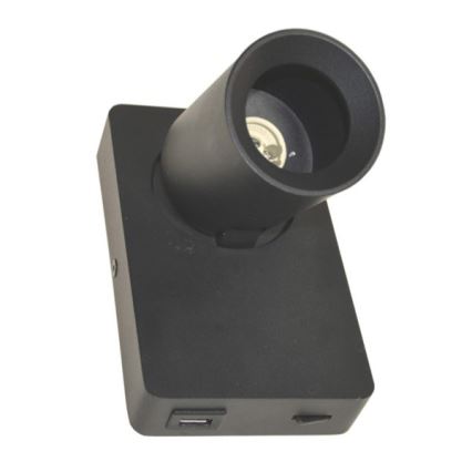 Zidna spot svetiljka TAFT 1xGU10/30W/230V USB crna