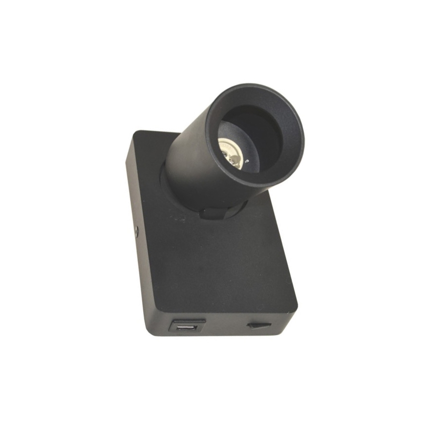 Zidna spot svetiljka TAFT 1xGU10/30W/230V USB crna