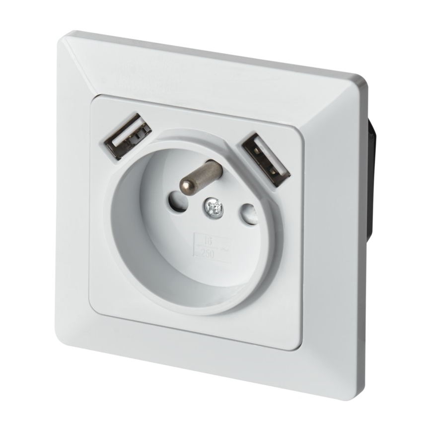 Zidna utičnica za kućnu upotrebu sa USB priključkom — francuski standard (250V/16A)