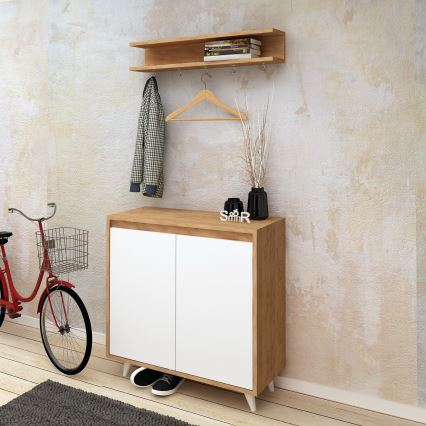 Zidna vešalica OBSOYO 15x80 cm + cipelar 100x80 cm braon/bela