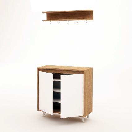 Zidna vešalica OBSOYO 15x80 cm + cipelar 100x80 cm braon/bela