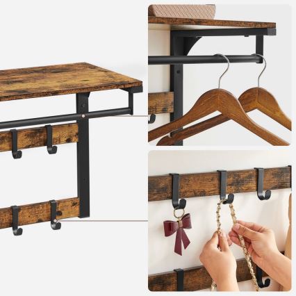 Zidna vešalica s policom NATE braon/crna