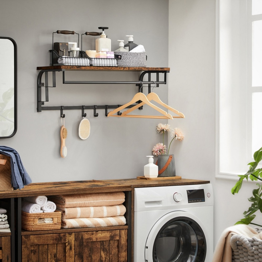 Zidna vešalica sa policom NATE, braon/crna