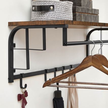 Zidna vešalica sa policom NATE, braon/crna