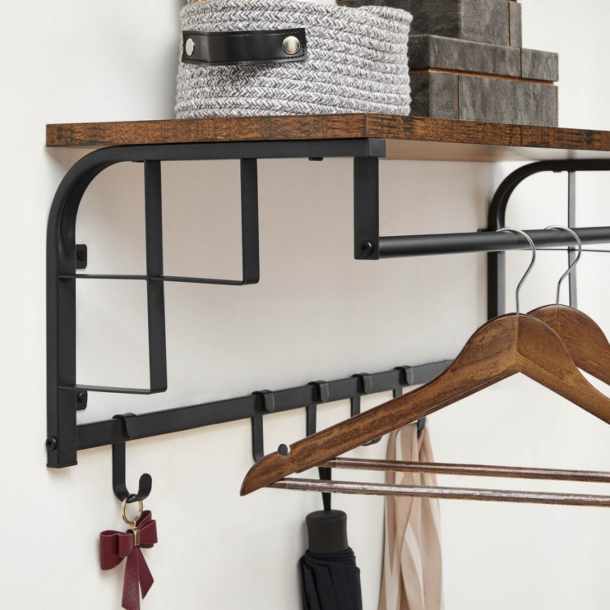 Zidna vešalica sa policom NATE, braon/crna