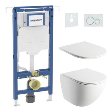 Zidna WC školjka OTTAWA + WC daska SoftClose OTTAWA + taster za ispiranje SIGMA + podžbukni modul + izolaciona podloga