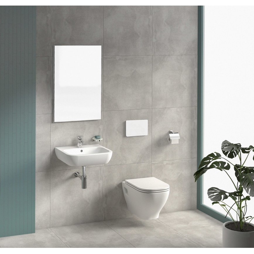 Zidna WC školjka DEEP + WC daska DEEP prigušiva + taster DUAL za ispiranje + podžbukni modul + izolaciona podloga