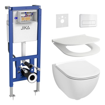 Zidna WC šolja MIO Vortex + toaletno sedište SoftClose MIO + taster za ispiranje DUAL + ugradni modul + izolaciona podloga