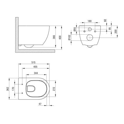 Viseća WC školjka ROUND + toaletna daska SoftClose ROUND (prigušiva) + taster za ispiranje SIGMA + ugradni modul + izolaciona podloga