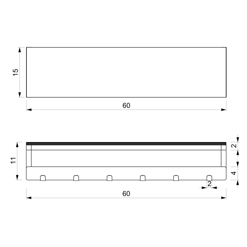 Zidni držač peškira sa policom 10x60 cm crne boje