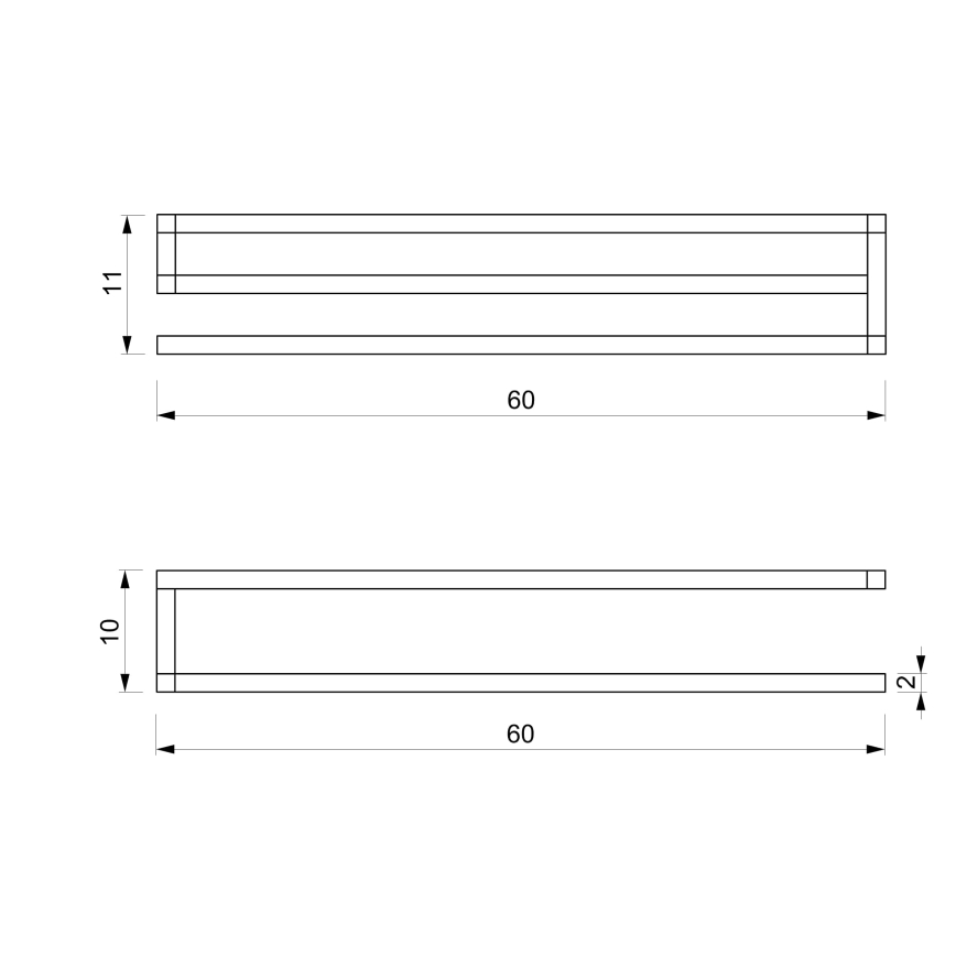 Zidni držač za peškire 10x60 cm, beo