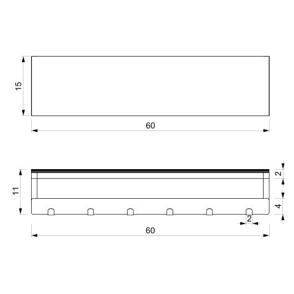 Zidni držač za peškire sa policom 10x60 cm, beo