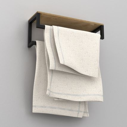 Zidni držač za peškire sa policom 14x40 cm, crne boje