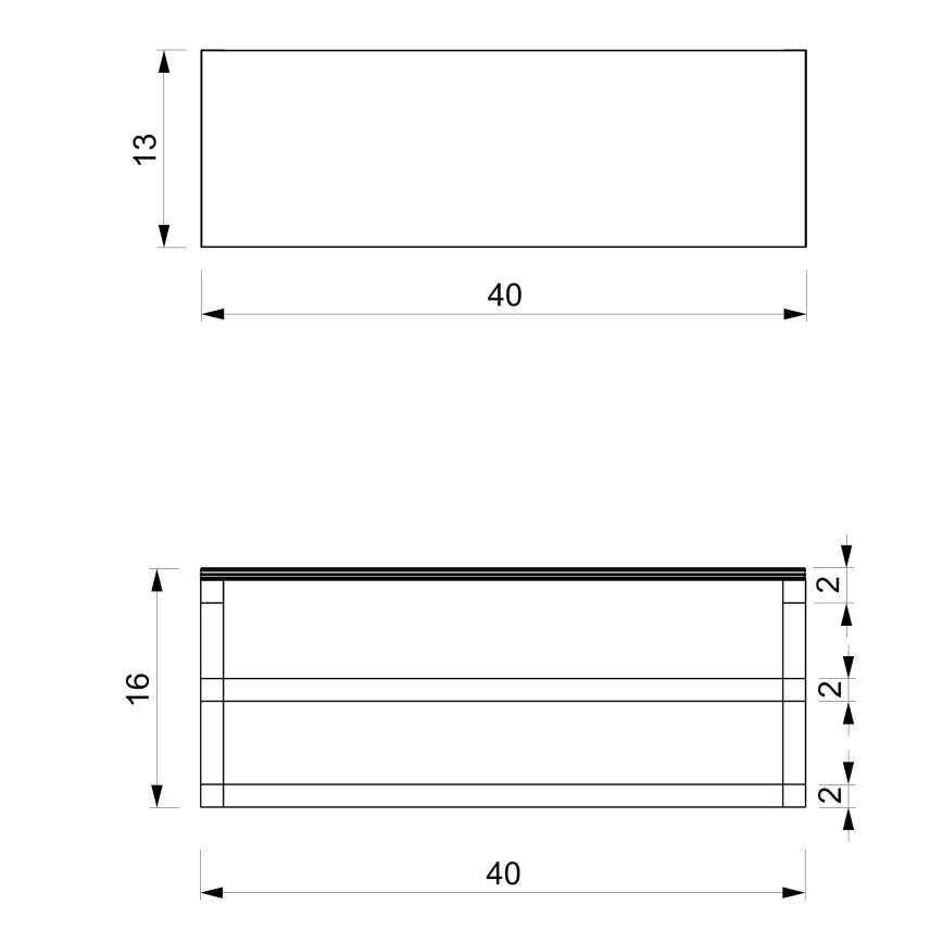 Zidni držač za peškire sa policom 14x40 cm, crne boje