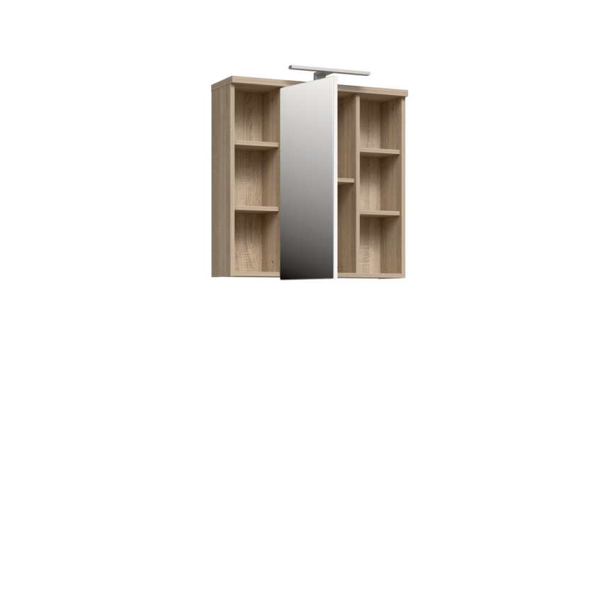 Zidni kupatilski ormarić sa ogledalom VENOM, beli/sonoma hrast