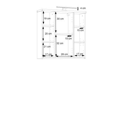 Zidni kupatilski ormarić sa ogledalom VENOM, beo/sonoma hrast