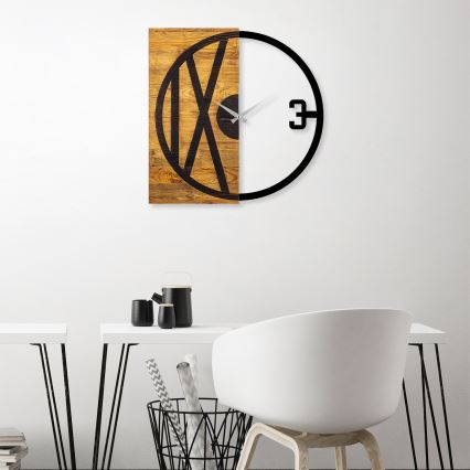 Zidni sat 58x58 cm, 1xAA, drvo/metal
