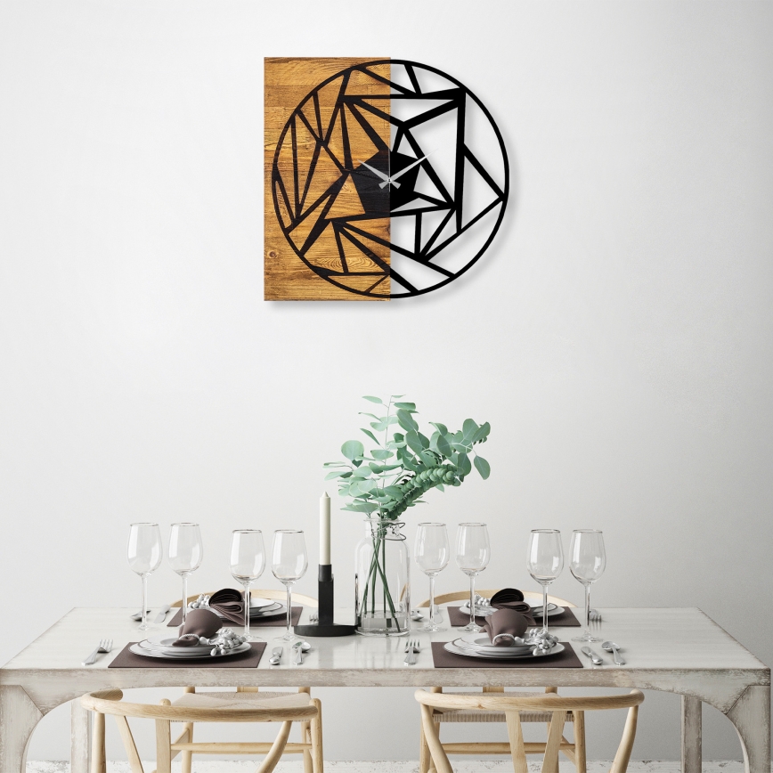 Zidni sat 60x58 cm, 1xAA, drvo/metal