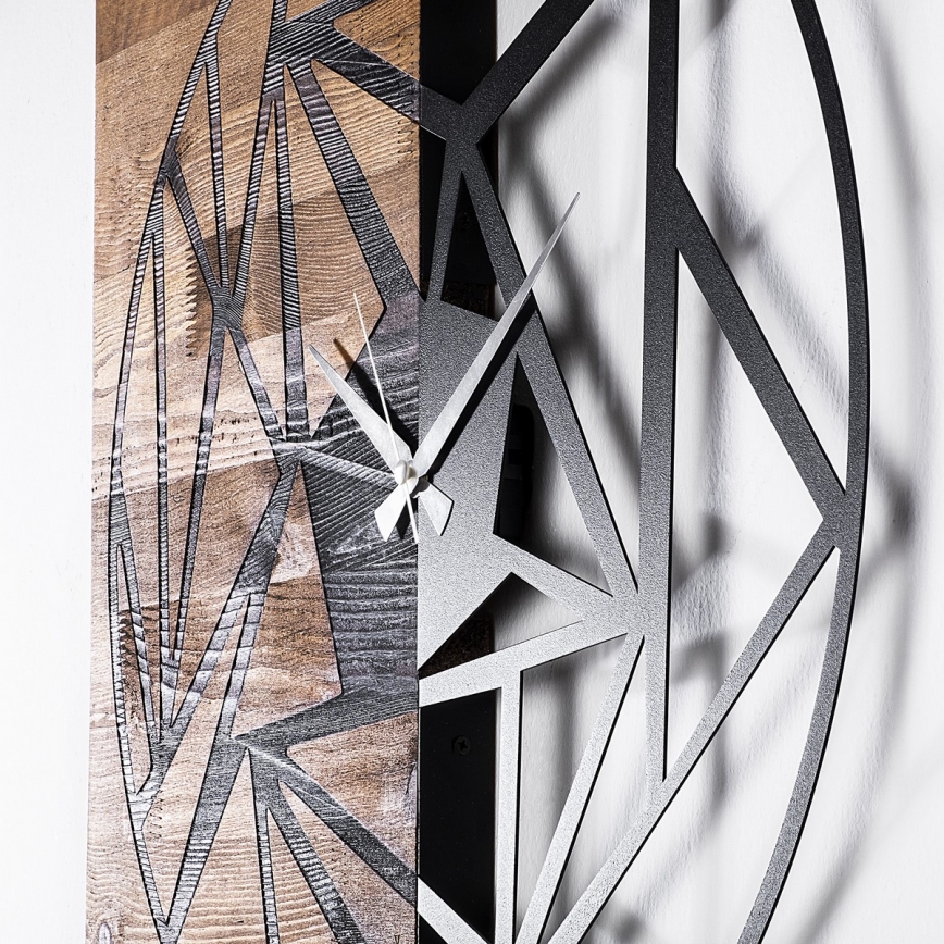 Zidni sat 60x58 cm, 1xAA, drvo/metal