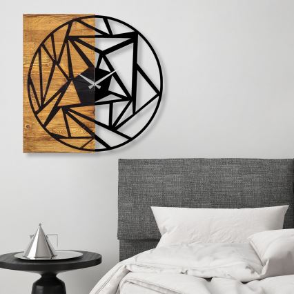 Zidni sat 60x58 cm, 1xAA, drvo/metal