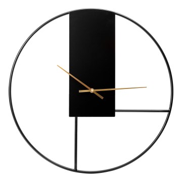 Zidni sat, prečnik 50 cm, 1xAA, crna/zlatna