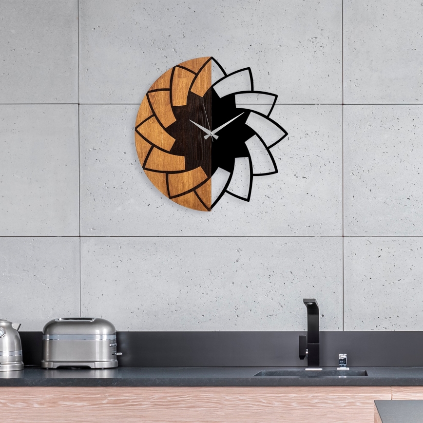 Zidni sat, prečnik 56 cm, 1xAA, drvo/metal