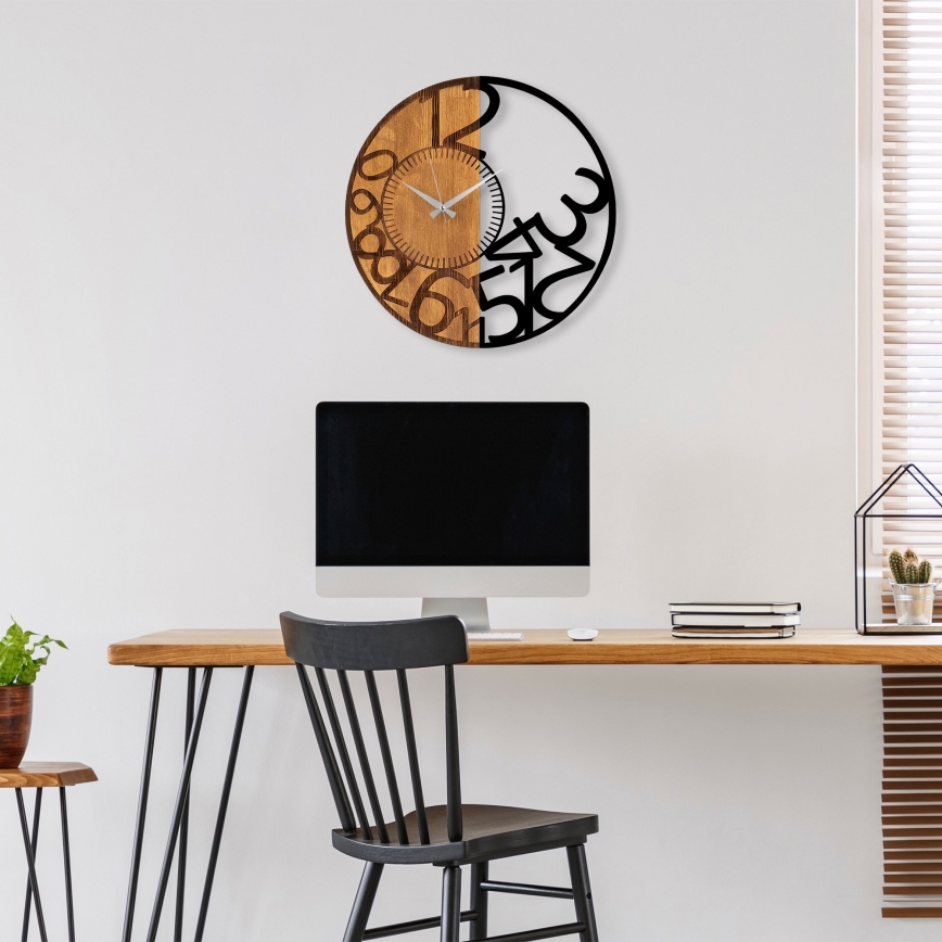 Zidni sat prečnika 56 cm 1xAA drvo/metal