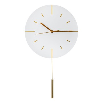 Zidni sat sa klatnom, prečnika 30 cm, 1xAA, bela/zlatna