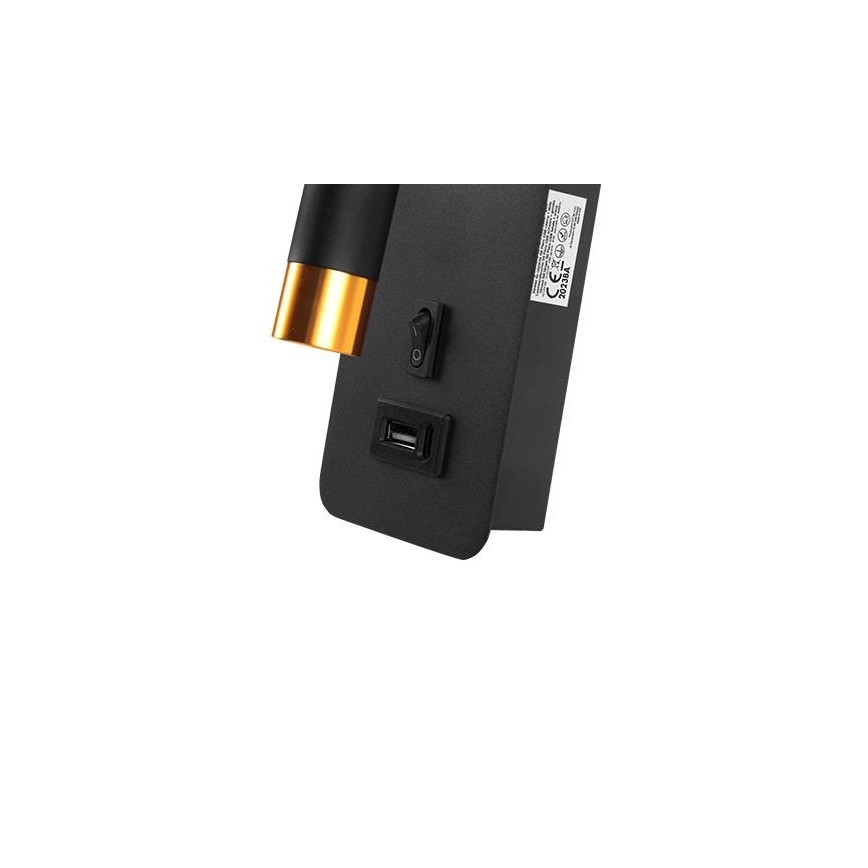 Zidni spot sa USB punjačem 1xG9/35W/230V crno/zlatno