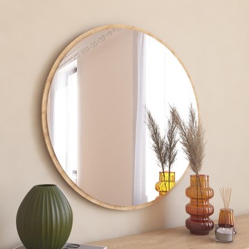 Zidno ogledalo OZZE prečnik 60 cm braon