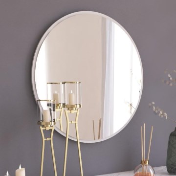 Zidno ogledalo OZZE, prečnika 60 cm, belo