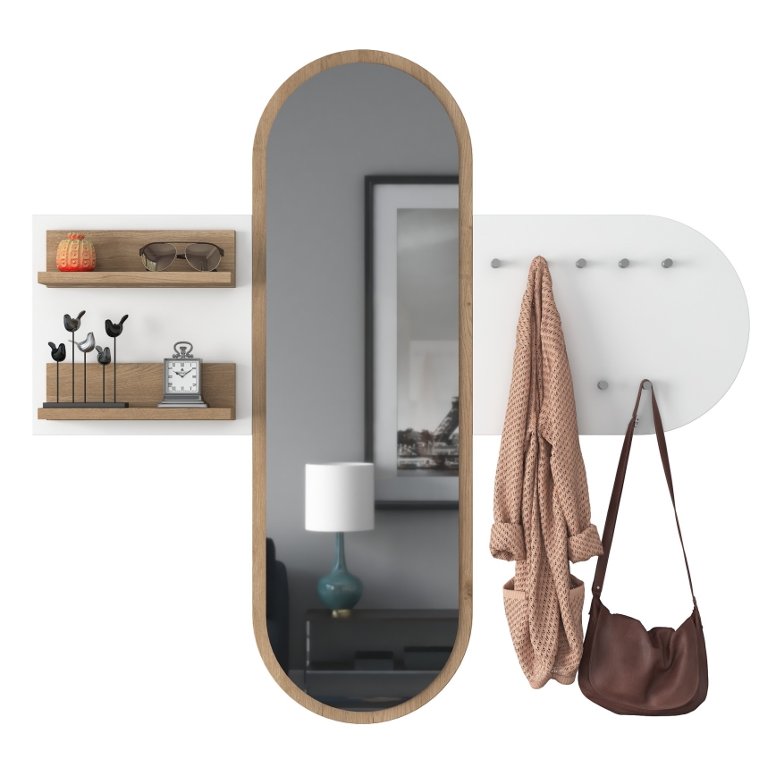 Zidno ogledalo RANI 125x120 cm belo/smeđe