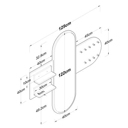 Zidno ogledalo RANI 125x120 cm belo/smeđe