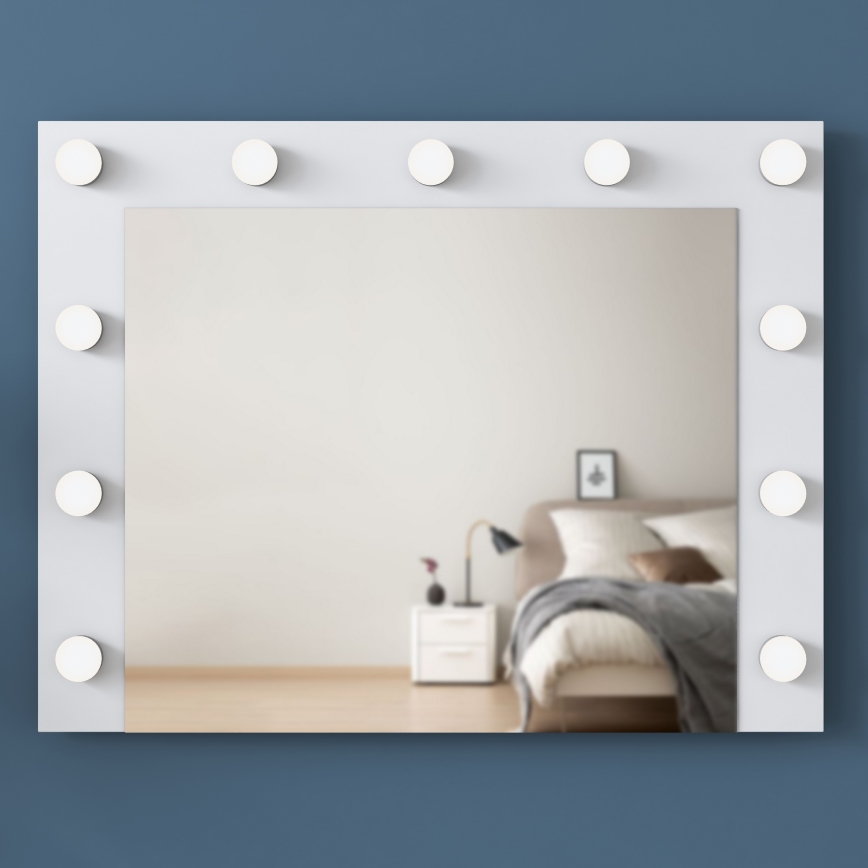 Zidno ogledalo sa policom RANI 90x71,8 cm belo