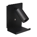 Zidno spot svetlo sa policom i USB punjačem 1xGU10/35W/230V crno