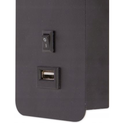 Zidno spot svetlo sa USB punjačem 1xGU10/35W/230V crno