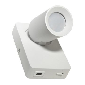 Zidno spot svetlo TAFT 1xGU10/30W/230V USB, belo