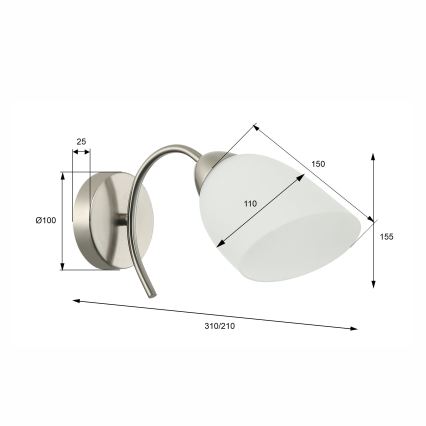 Zidno svetilo DONNA 1xE27/60W/230V nikl