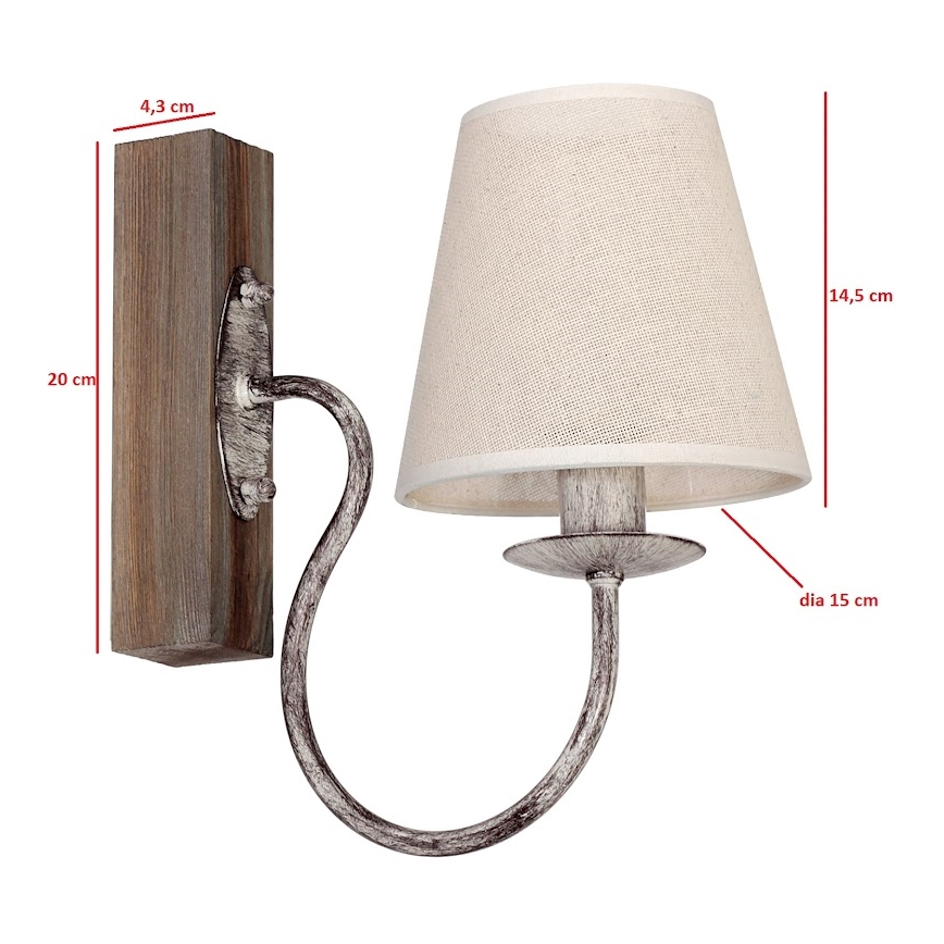 Zidna lampa CARIN 1xE14/60W/230V, borovina