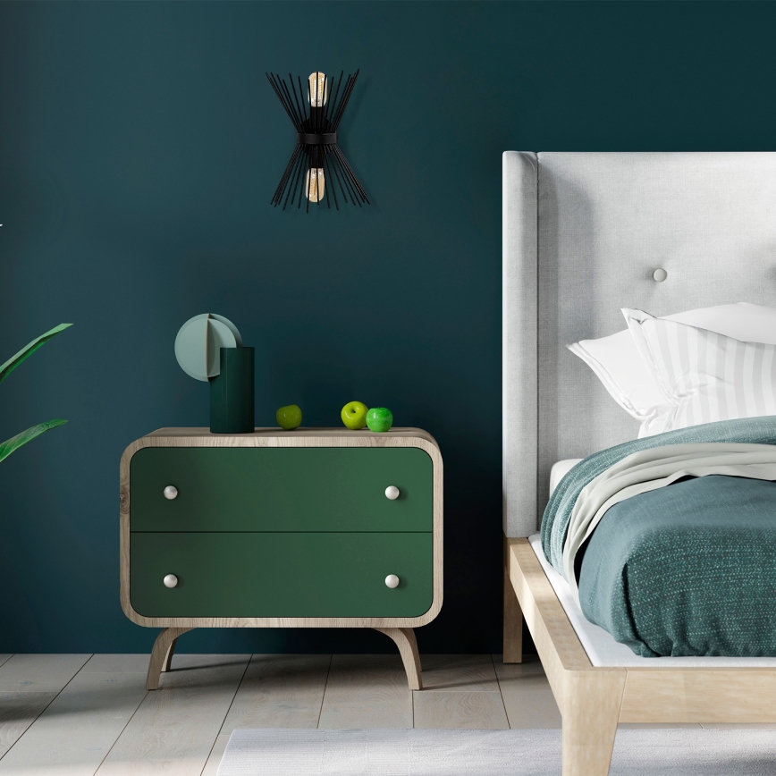 Zidno svetlo KIRPI 2xE27/40W/230V crno