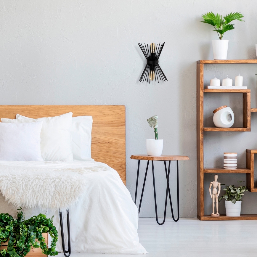 Zidno svetlo KIRPI 2xE27/40W/230V crno