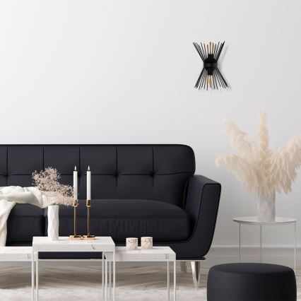 Zidno svetlo KIRPI 2xE27/40W/230V crno